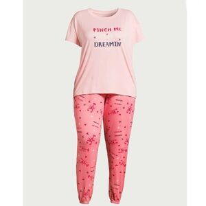 Women's Short Sleeve T-Shirt and Jogger Pants Sleep Set, 2-Piece,